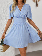 ISLA™ | Striped Wrap Summer Dress