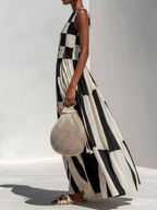 Audrey | Contrast Panel Sleeveless Maxi Dress