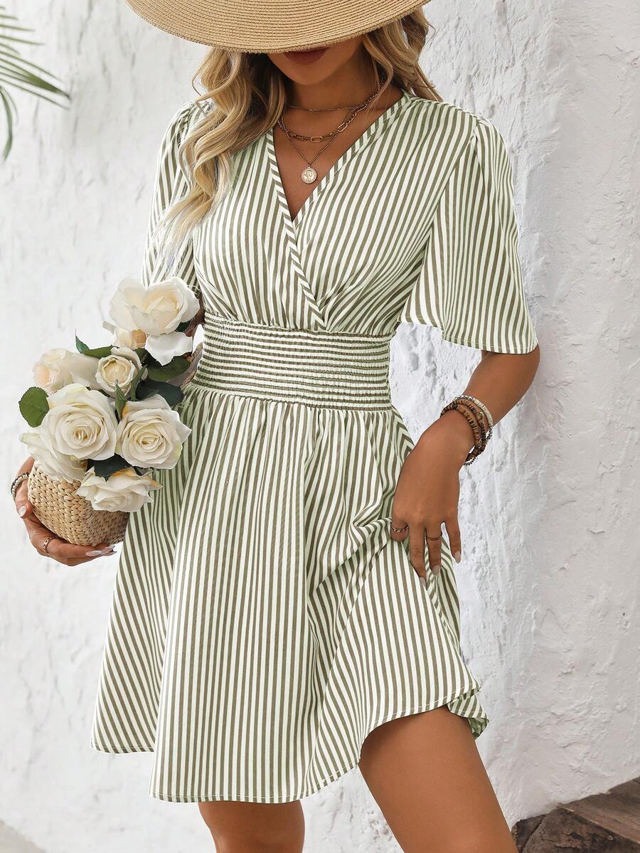 ISLA™ | Striped Wrap Summer Dress