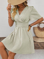ISLA™ | Striped Wrap Summer Dress