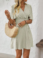 ISLA™ | Striped Wrap Summer Dress