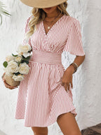 ISLA™ | Striped Wrap Summer Dress