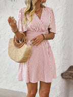 ISLA™ | Striped Wrap Summer Dress