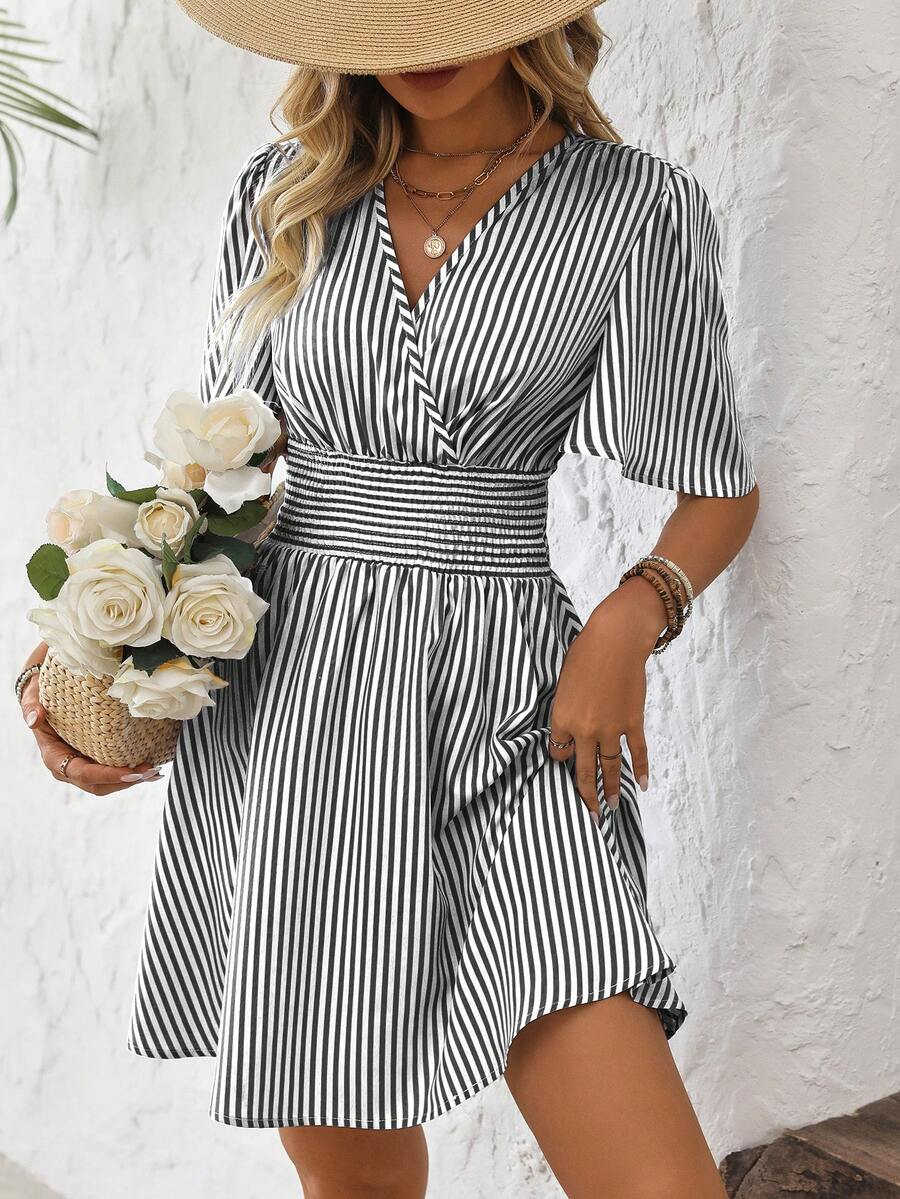ISLA™ | Striped Wrap Summer Dress