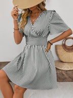 ISLA™ | Striped Wrap Summer Dress