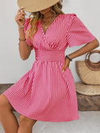 ISLA™ | Striped Wrap Summer Dress