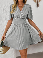 ISLA™ | Striped Wrap Summer Dress