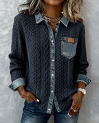 Andrea | Long-Sleeve Shirt with Denim Patchwork