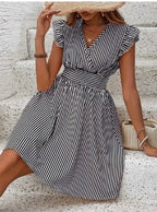 ISLA™ | Striped Wrap Summer Dress