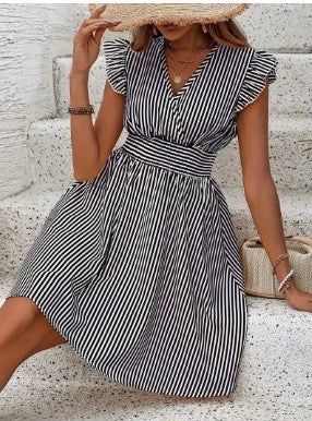 ISLA™ | Striped Wrap Summer Dress
