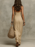 Azura | Halter Cross Neck Maxi Dress