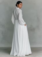 High-collar Long Sleeve Maxi Dress