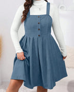 NADELEINE™ - Casual Plus Size Pleated A-Line Sleeveless Mini Dress
