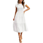 KRISELLE™ - Elegant Flutter Sleeve Smoke Midi Dress