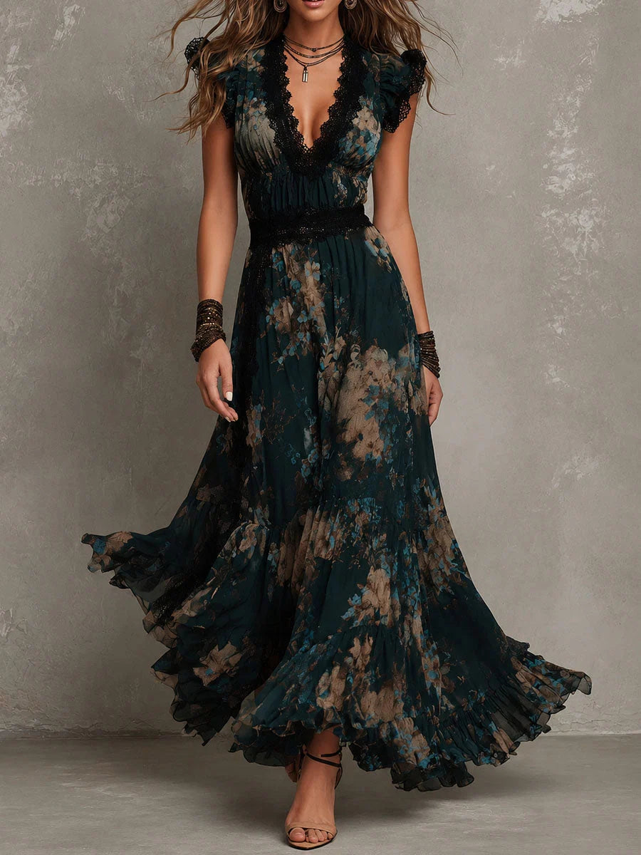 Floral Chiffon Maxi Dress