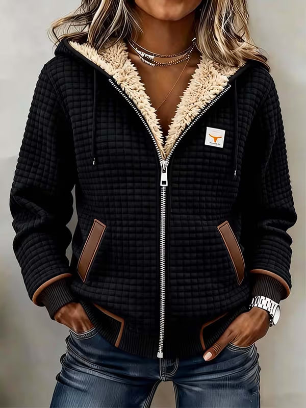 Sandra | Sherpa-Lined Quilted Zip-Up Hooded Jacket