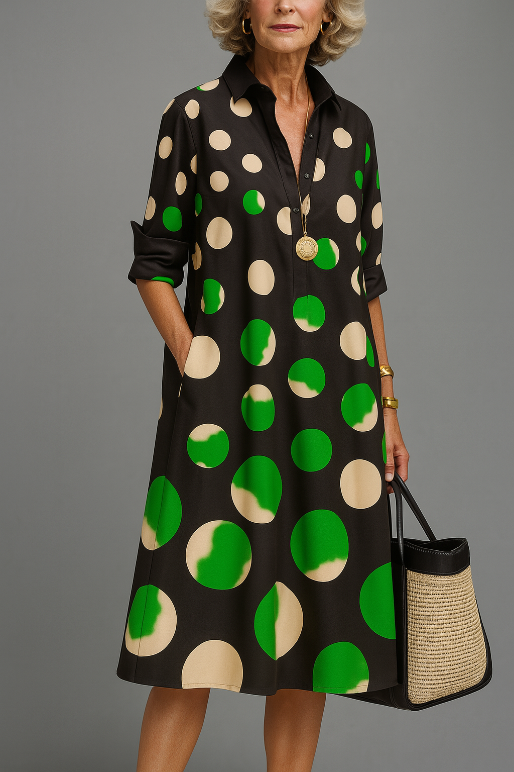 Loretta™ Elegant Polka Dot Midi Dress