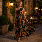 One-Shoulder Floral Maxi Dress