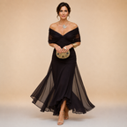 Madeline™ Draped Sleeve Evening Gown